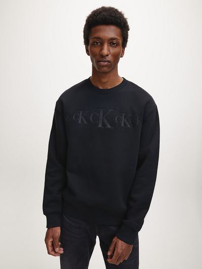 Calvin Klein Ruhák HU435846 | Calvin Klein Eco Series Cotton Blend Férfi Pulóver Fekete